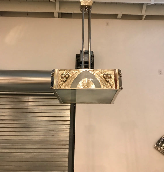 French Art Deco Square Geometric Chandelier