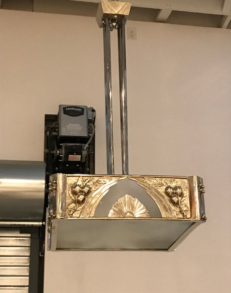 French Art Deco Square Geometric Chandelier