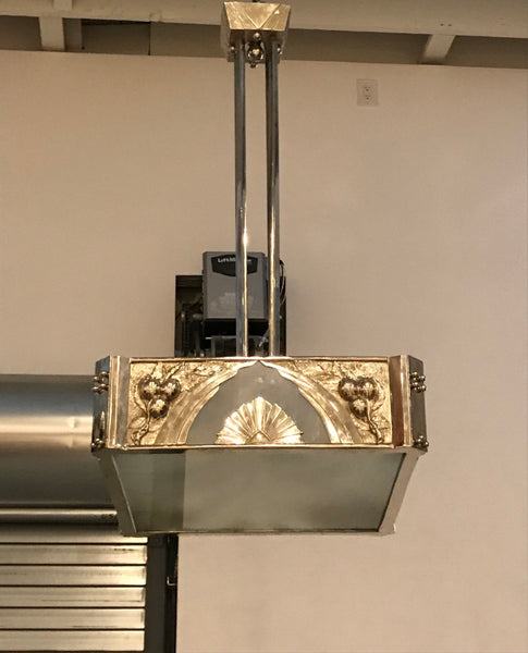 French Art Deco Square Geometric Chandelier