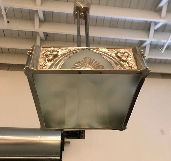 French Art Deco Square Geometric Chandelier