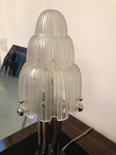 Pair of French Art Deco "Waterfall" Table Lamps Signed by Sabino