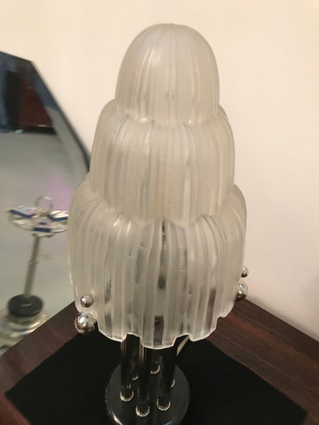 Pair of French Art Deco "Waterfall" Table Lamps Signed by Sabino
