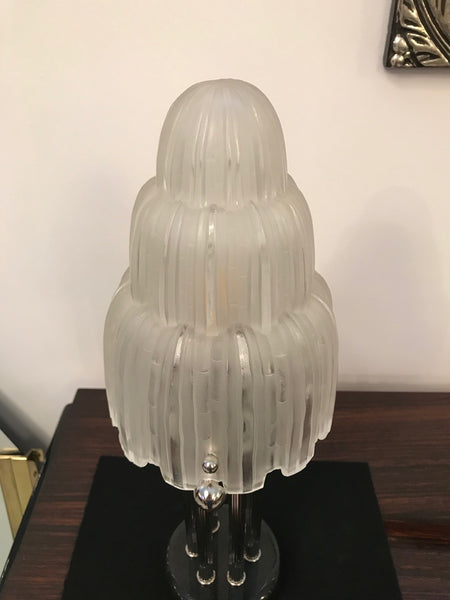 Pair of French Art Deco "Waterfall" Table Lamps Signed by Sabino