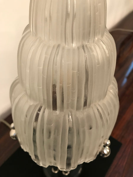 Pair of French Art Deco "Waterfall" Table Lamps Signed by Sabino