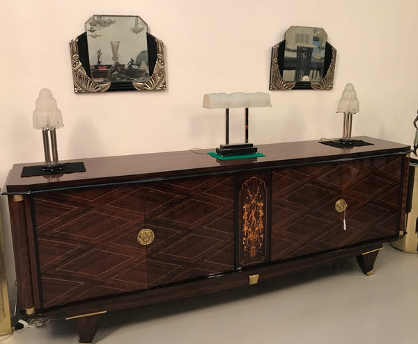 Pair of French Art Deco "Waterfall" Table Lamps Signed by Sabino