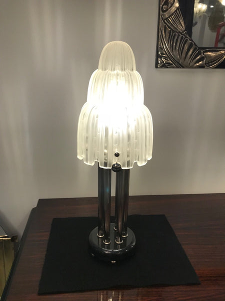 Pair of French Art Deco "Waterfall" Table Lamps Signed by Sabino