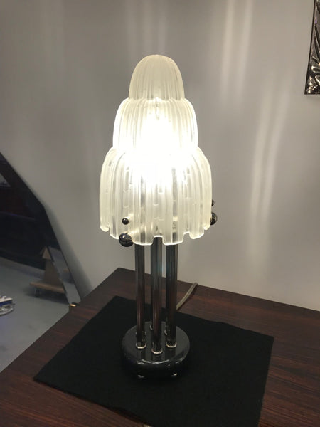 Pair of French Art Deco "Waterfall" Table Lamps Signed by Sabino
