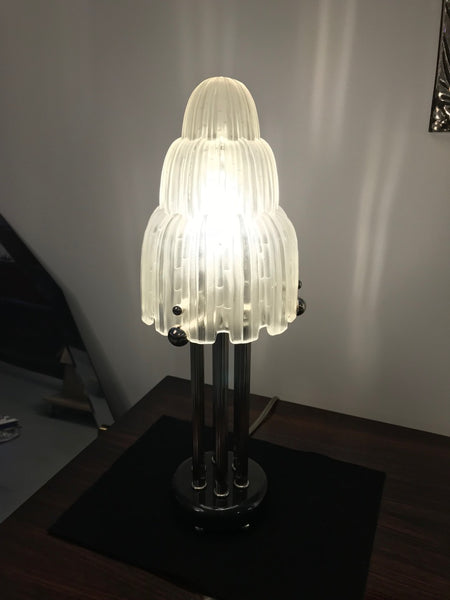 Pair of French Art Deco "Waterfall" Table Lamps Signed by Sabino