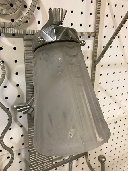 French Art Deco Hanging Coat Rack with Pair of Signed Muller Frères Sconces