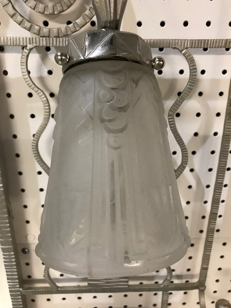 French Art Deco Hanging Coat Rack with Pair of Signed Muller Frères Sconces