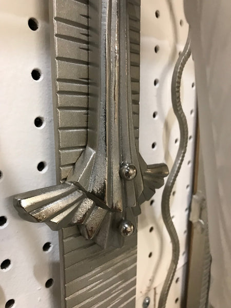 French Art Deco Hanging Coat Rack with Pair of Signed Muller Frères Sconces