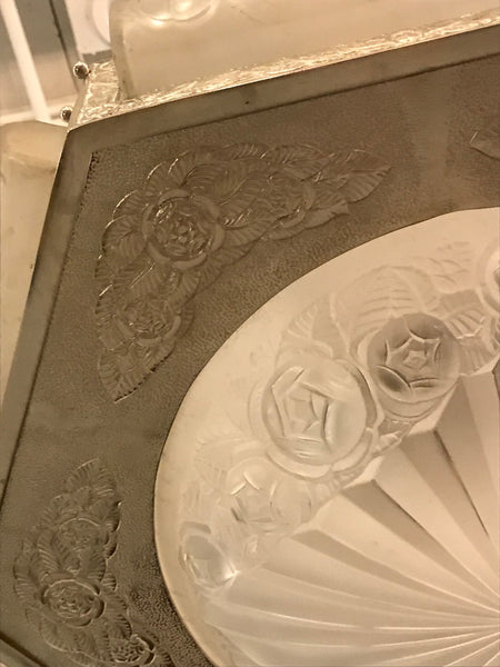 French Art Deco Floral Chandelier Signed by Degue