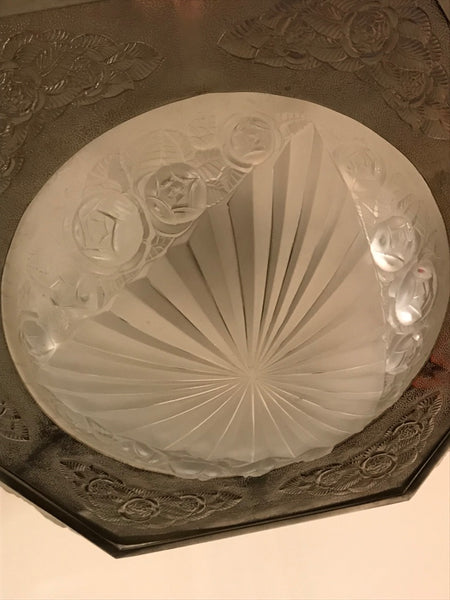 French Art Deco Floral Chandelier Signed by Degue