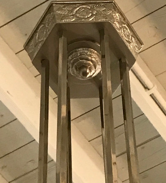 French Art Deco Floral Chandelier Signed by Degue