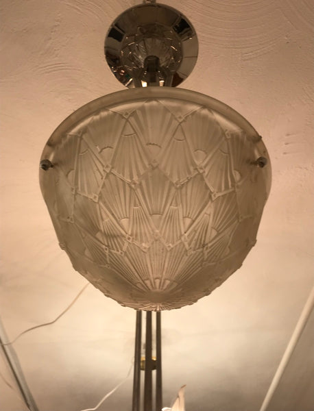 French Art Deco Pendant Chandelier by Hettier and Vincent