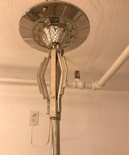 French Art Deco Pendant Chandelier by Hettier and Vincent