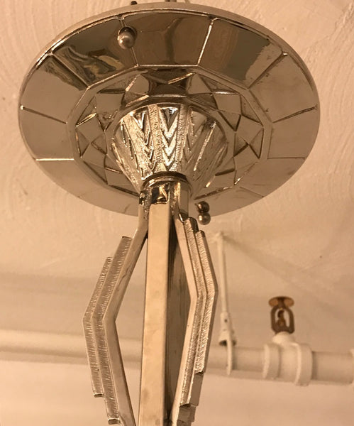 French Art Deco Pendant Chandelier by Hettier and Vincent