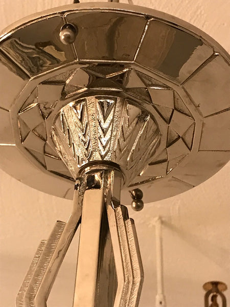 French Art Deco Pendant Chandelier by Hettier and Vincent