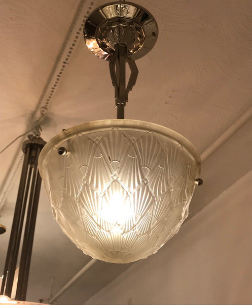 French Art Deco Pendant Chandelier by Hettier and Vincent