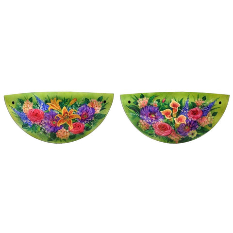 Signed Original Mikael Darni Pair of 16 x 10 inches Floral Green Sconce